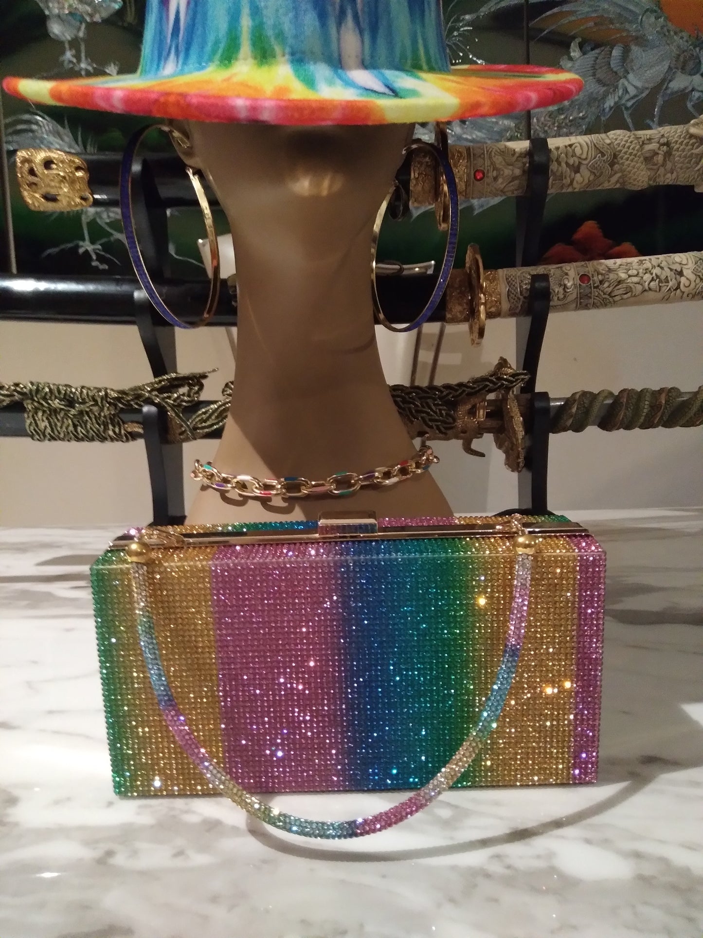 Multicolor Rhinestone Clutch