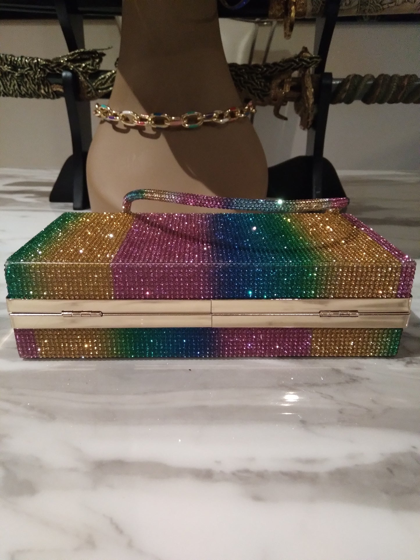 Multicolor Rhinestone Clutch