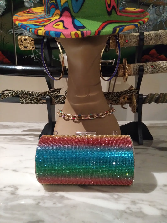 Rainbow Rhinestone Clutch